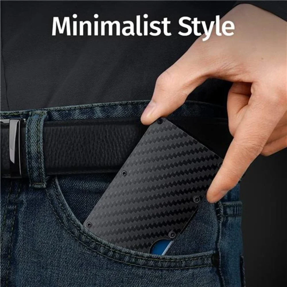 Premium Carbon Fiber Wallet for Men -Black Chic RFID Blocking Credit Card Holder